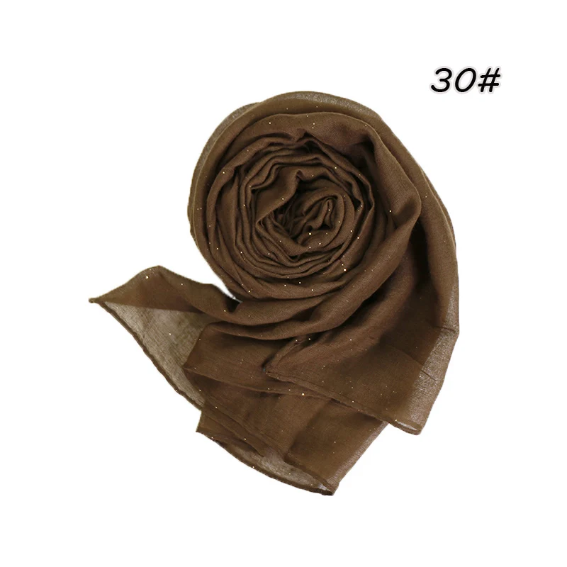 Plain Glitter Cotton Hijab Scarf Women Muslim Long Shawl Wrap Shiny Solid Color Scarves Islamic Turban Soft Women's Headscarf