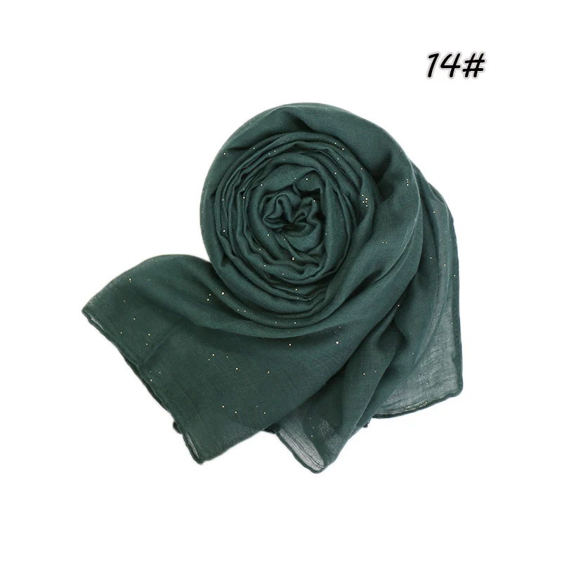 Plain Glitter Cotton Hijab Scarf Women Muslim Long Shawl Wrap Shiny Solid Color Scarves Islamic Turban Soft Women's Headscarf