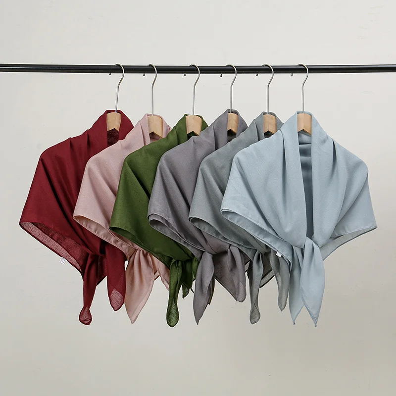 90*90cm Thin Soft Square Scarves for Women Simplicity Solid Color Cotton Linen Headscarf Muslim Female's Hijabs Bag Accessories