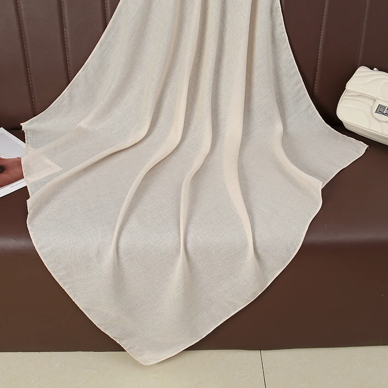 90*90cm Thin Soft Square Scarves for Women Simplicity Solid Color Cotton Linen Headscarf Muslim Female's Hijabs Bag Accessories