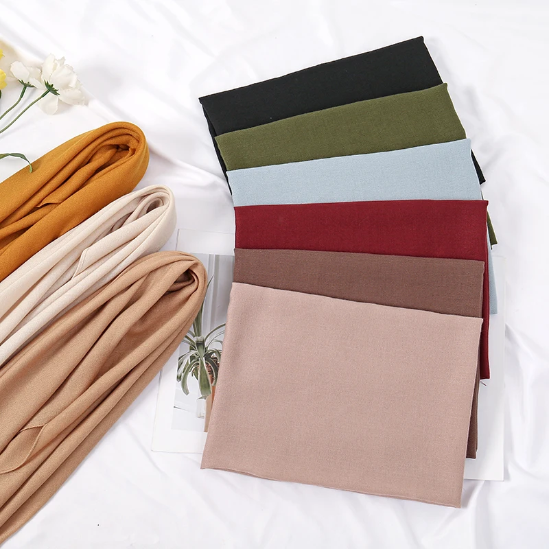 90*90cm Thin Soft Square Scarves for Women Simplicity Solid Color Cotton Linen Headscarf Muslim Female's Hijabs Bag Accessories