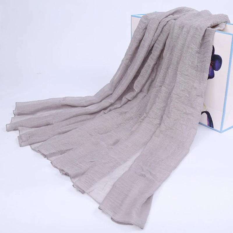 Summer 180*55cm Cotton Linen Long Scarf Female Solid Color Soft Scarves Travel Beach Shawls For Women Scarf Beautiful Gifts ???