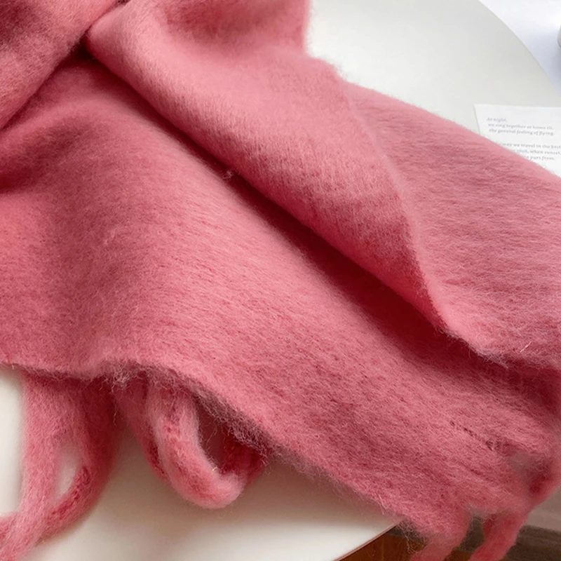 Luxury Cashmere Bright Solid Colors Women Scarf Winter Shawl and Wrap Bandana Pashmina Tassel Female Foulard Thick Blanket