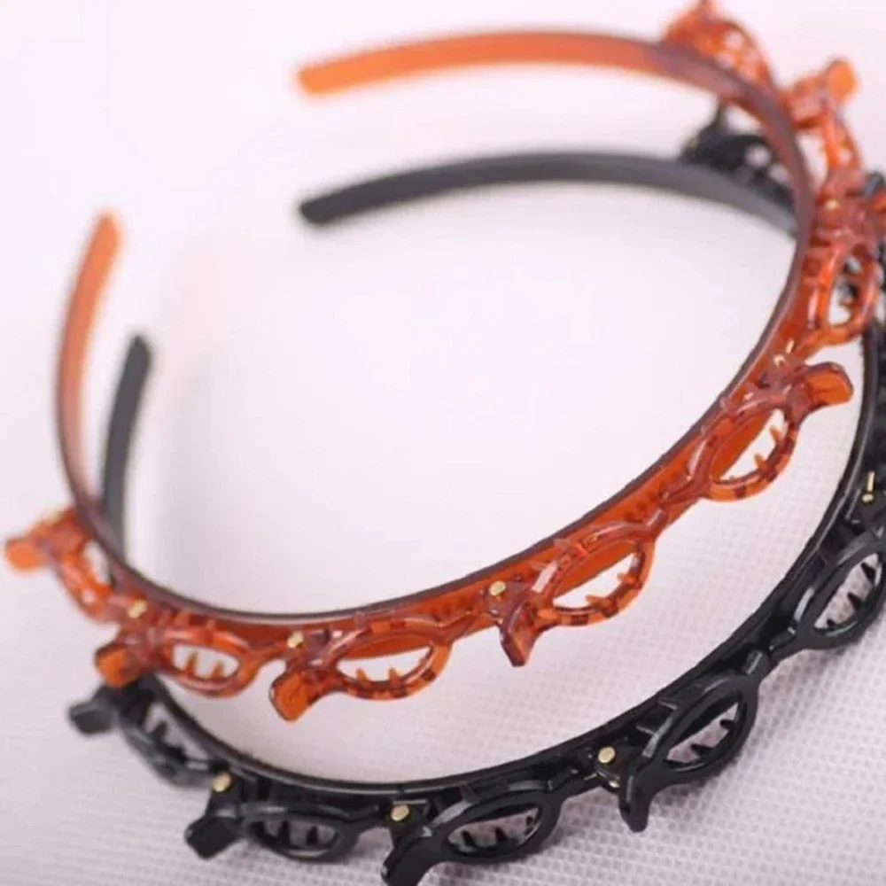 2025 New Double Band Headbands for Women Hairstyle Fashion Non-Slip Hair Bands with Clips Bezel Hair Hoop Hair Headwear