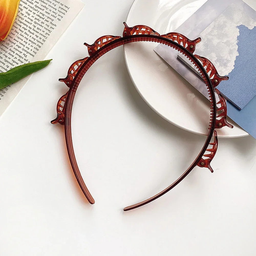 2025 New Double Band Headbands for Women Hairstyle Fashion Non-Slip Hair Bands with Clips Bezel Hair Hoop Hair Headwear