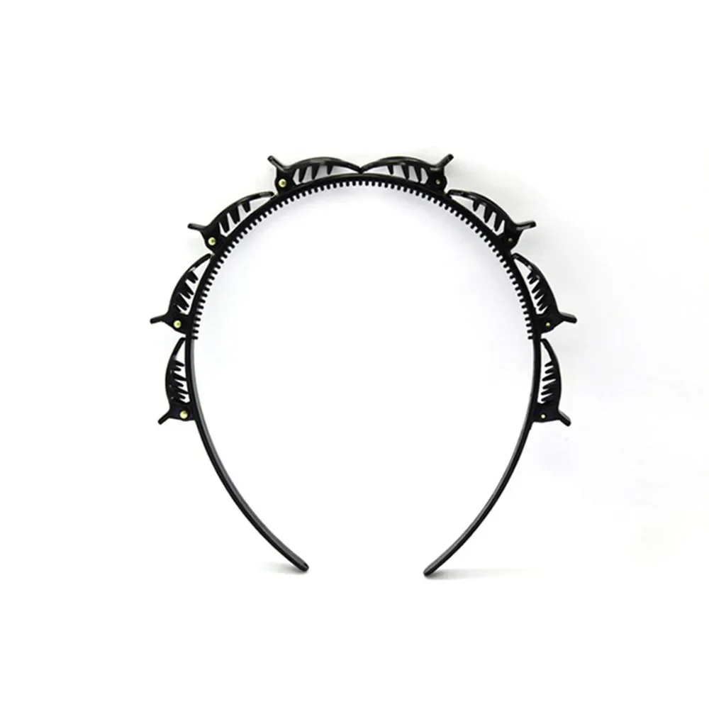 2025 New Double Band Headbands for Women Hairstyle Fashion Non-Slip Hair Bands with Clips Bezel Hair Hoop Hair Headwear