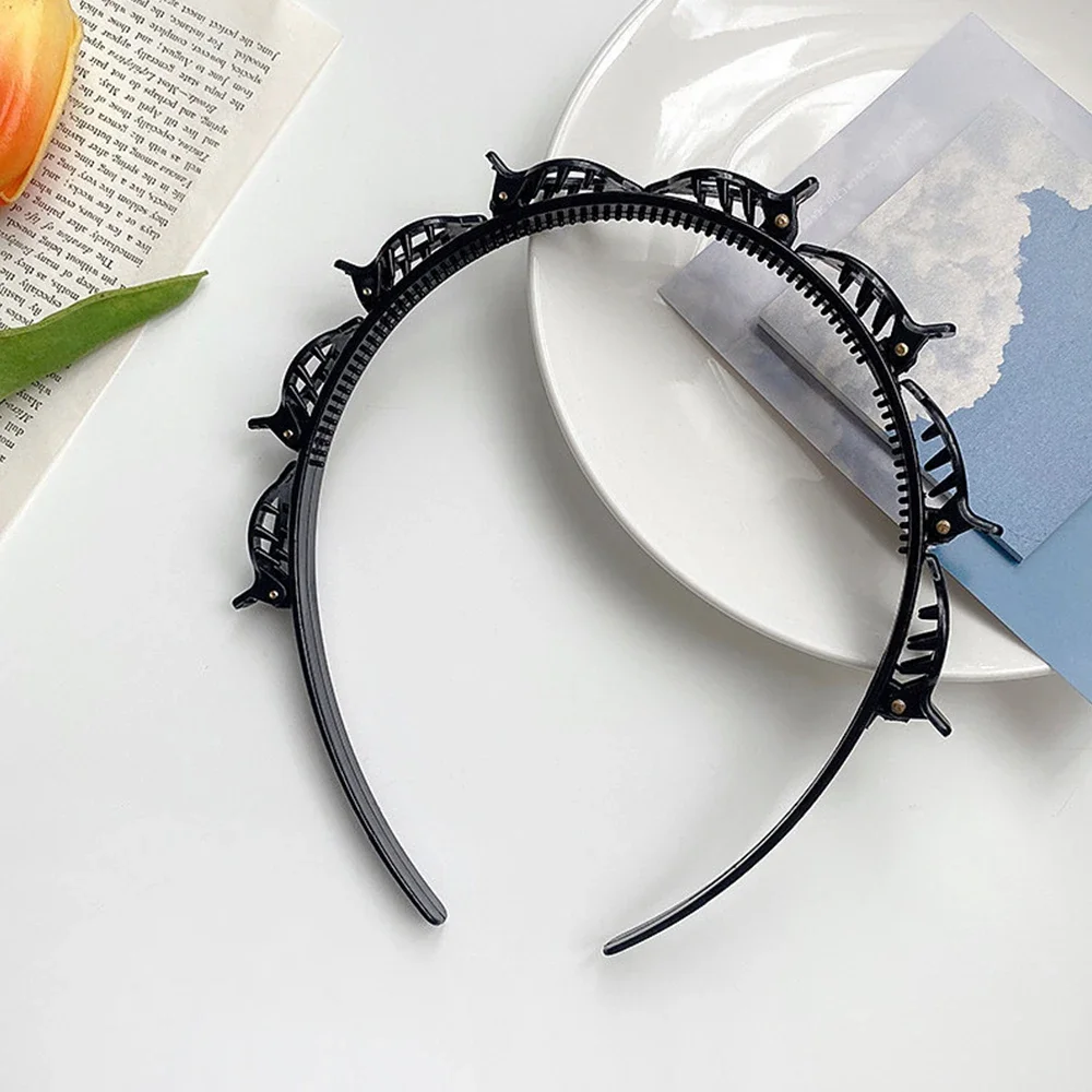 2025 New Double Band Headbands for Women Hairstyle Fashion Non-Slip Hair Bands with Clips Bezel Hair Hoop Hair Headwear