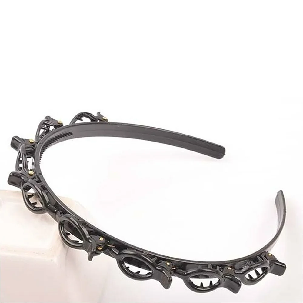 2025 New Double Band Headbands for Women Hairstyle Fashion Non-Slip Hair Bands with Clips Bezel Hair Hoop Hair Headwear