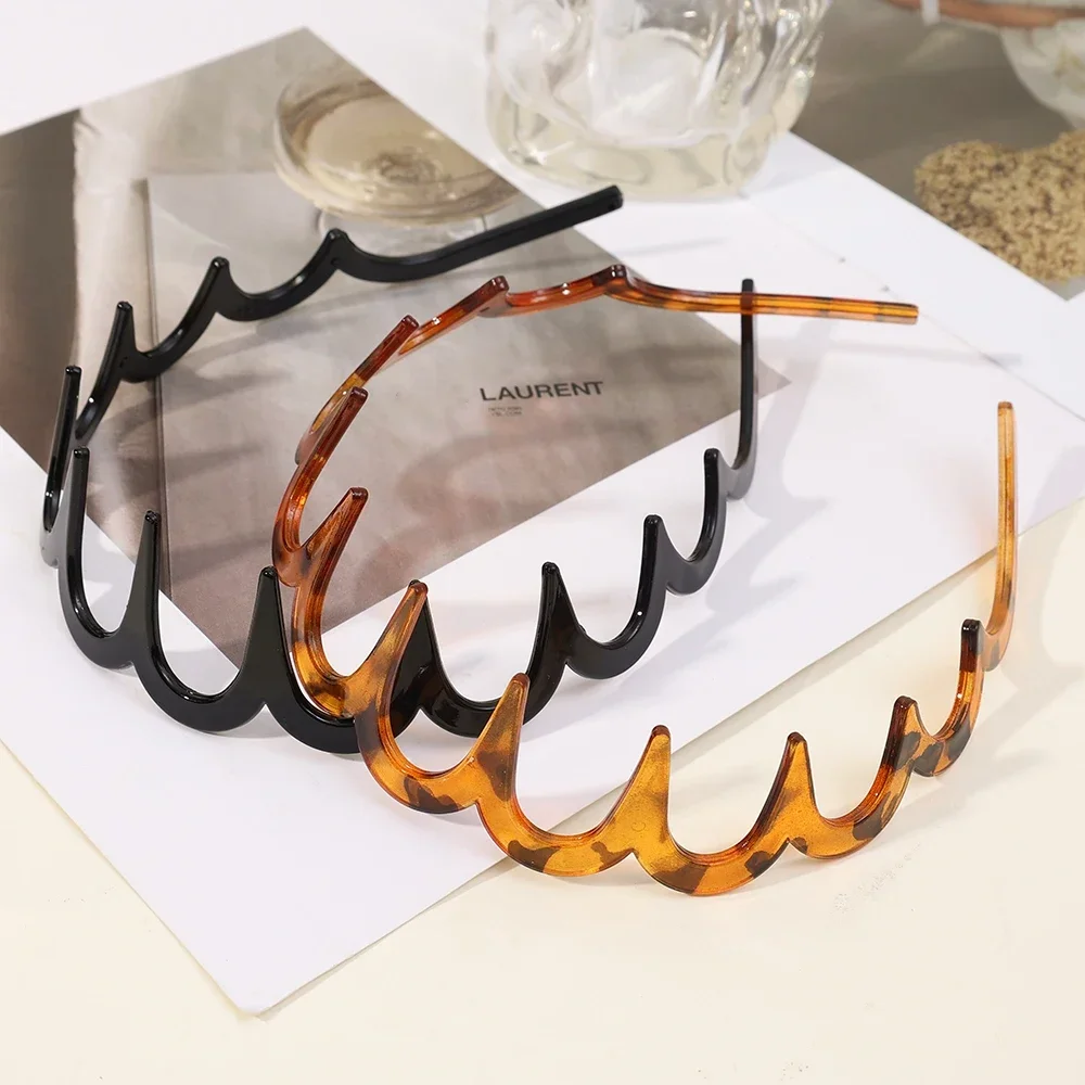 Fashion Wave Headbands for Women Solid Color Toothed Non-slip Hair Bands Girl Face Wash Sports Hairbands Hair Accessories