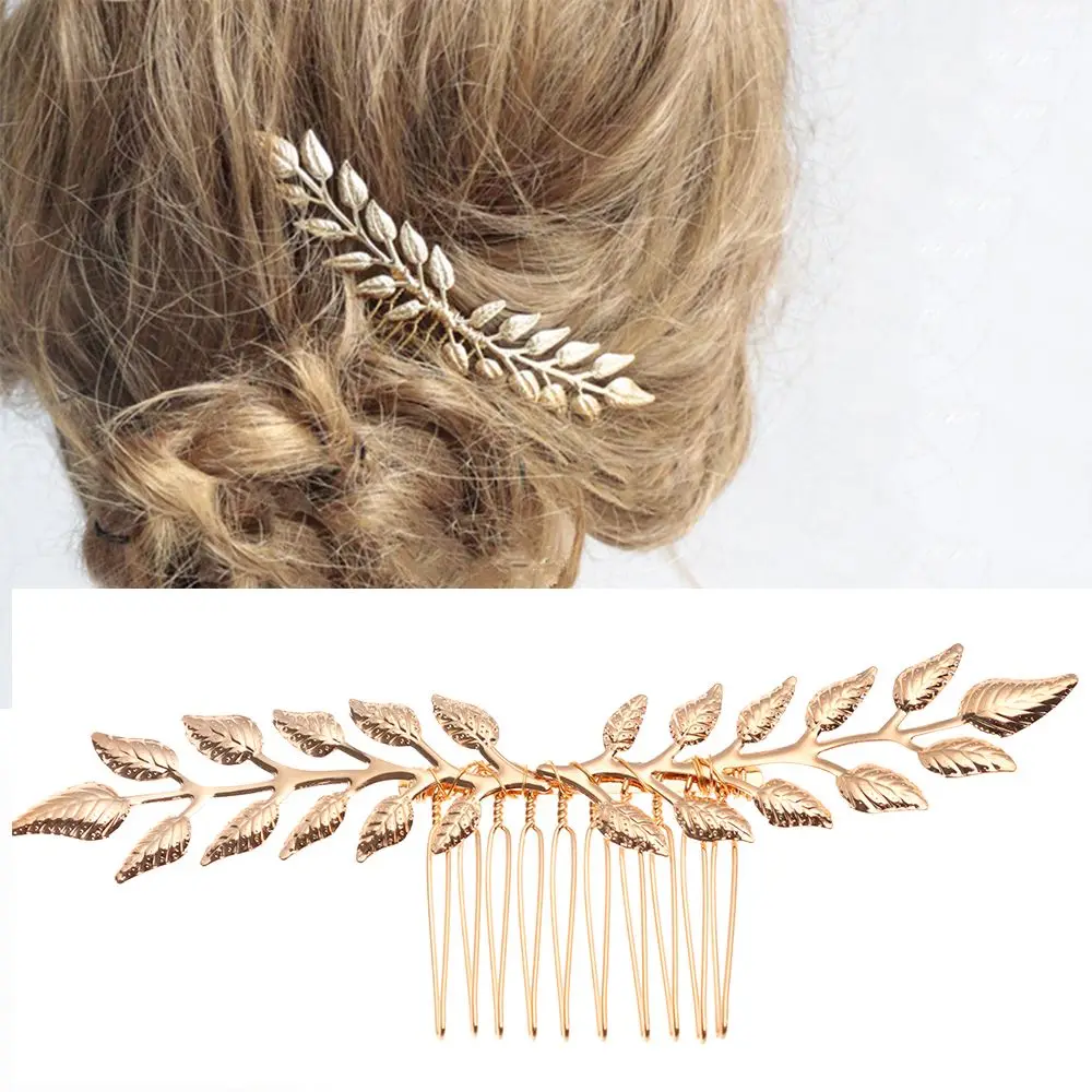 Greek Gold Color Leaf Headbands Bride Wedding Hair Accessories For Women Roman Diadem Crown Tiaras Headpiece Headdress Jewelry