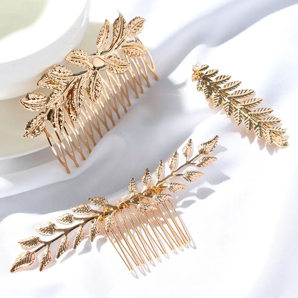 Greek Gold Color Leaf Headbands Bride Wedding Hair Accessories For Women Roman Diadem Crown Tiaras Headpiece Headdress Jewelry