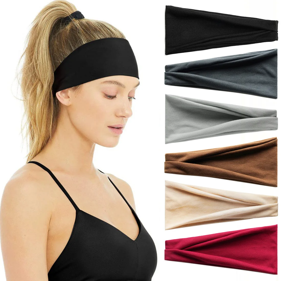 Sports Yoga Headbands for Women Simple Adjustable Men Running Absorb Sweat Elastic Hair Bands Solid Headbands Hair Accessories