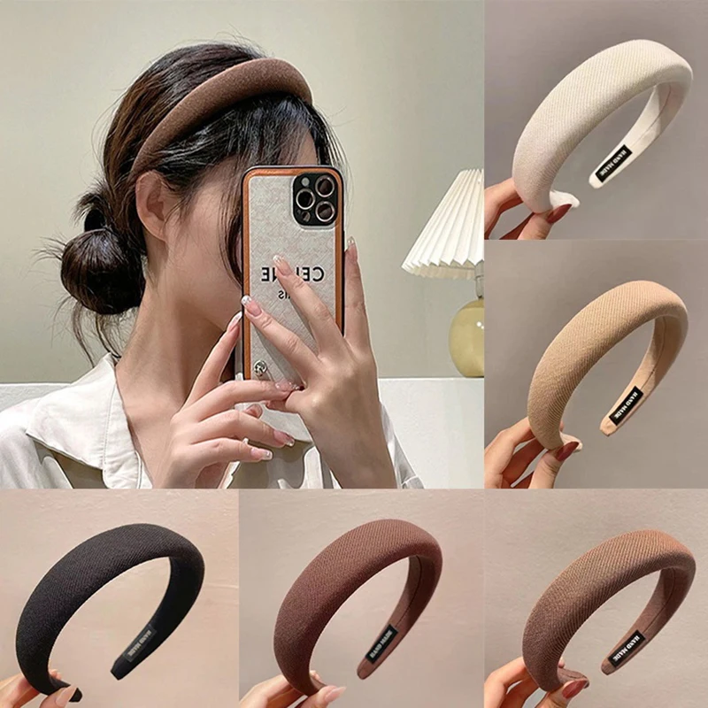 Thicken Solid Wide Hair Band Hoop for Women Vintage Soft Elastic Headband Girls Bezel Hairband Headwear Fashion Hair Accessories