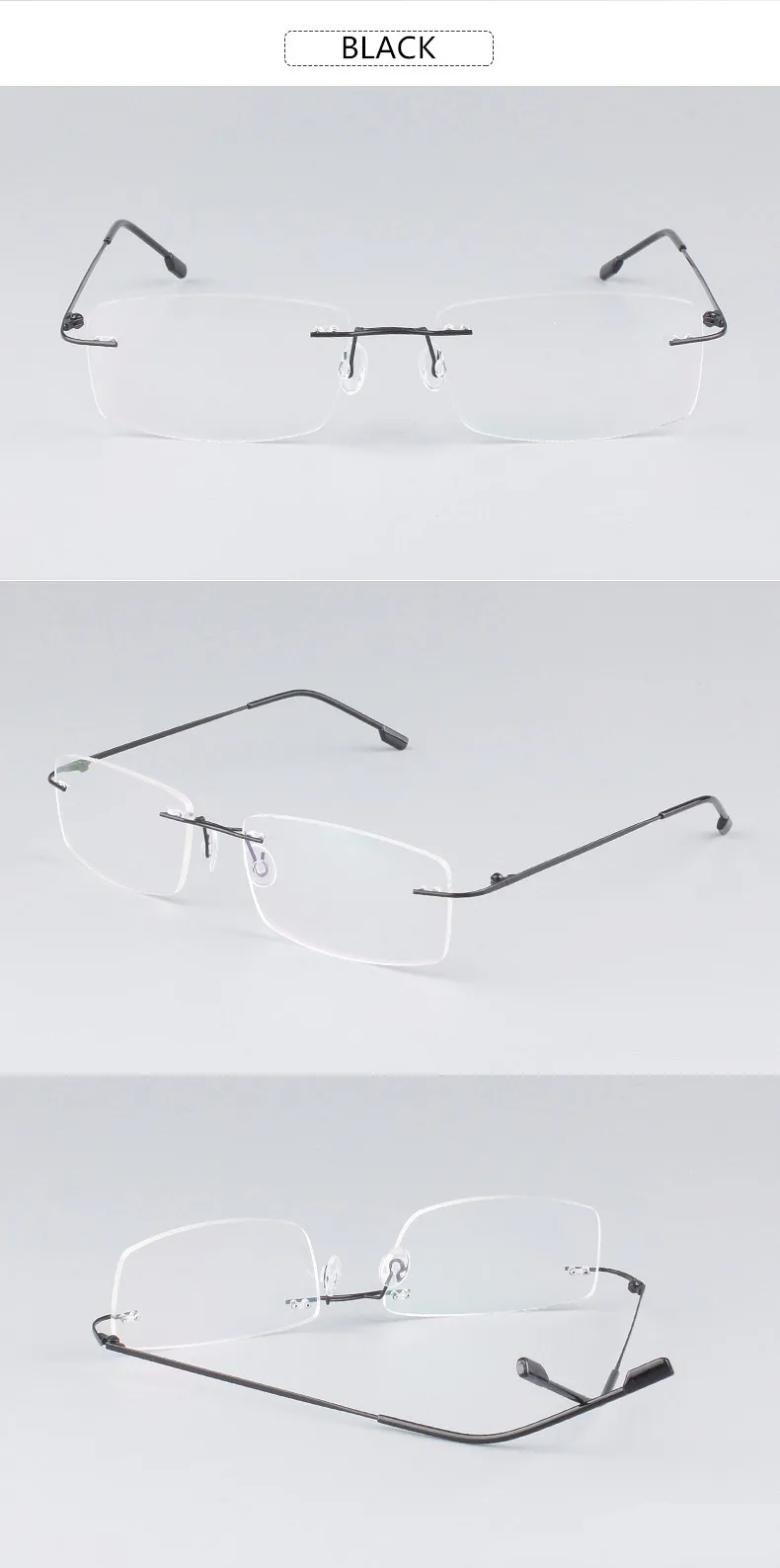 UVLAIK Classic Mens Pure Titanium Rimless Glasses Frames Myopia Optical Frame Ultra-light Titanium Frameless Eyeglasses Frame