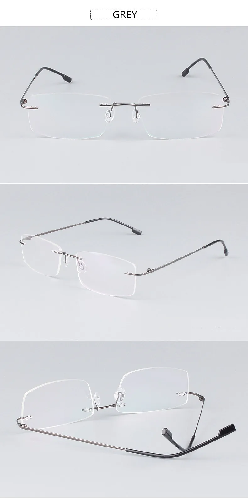 UVLAIK Classic Mens Pure Titanium Rimless Glasses Frames Myopia Optical Frame Ultra-light Titanium Frameless Eyeglasses Frame