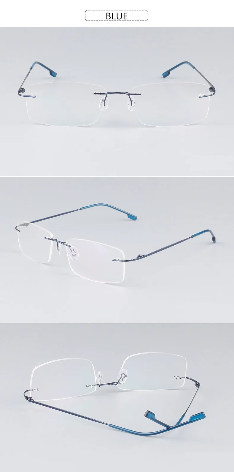 UVLAIK Classic Mens Pure Titanium Rimless Glasses Frames Myopia Optical Frame Ultra-light Titanium Frameless Eyeglasses Frame