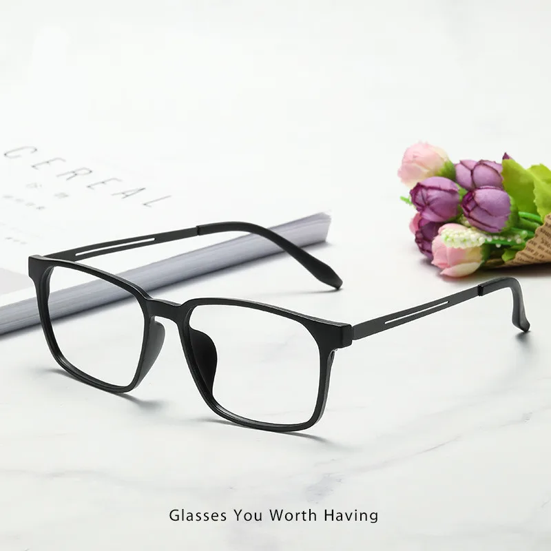 YOOSKE Popular Fashion TR Square Women Glasses Frame Clear Anti Blue Light Titanium Men Eyewear Optical Frame