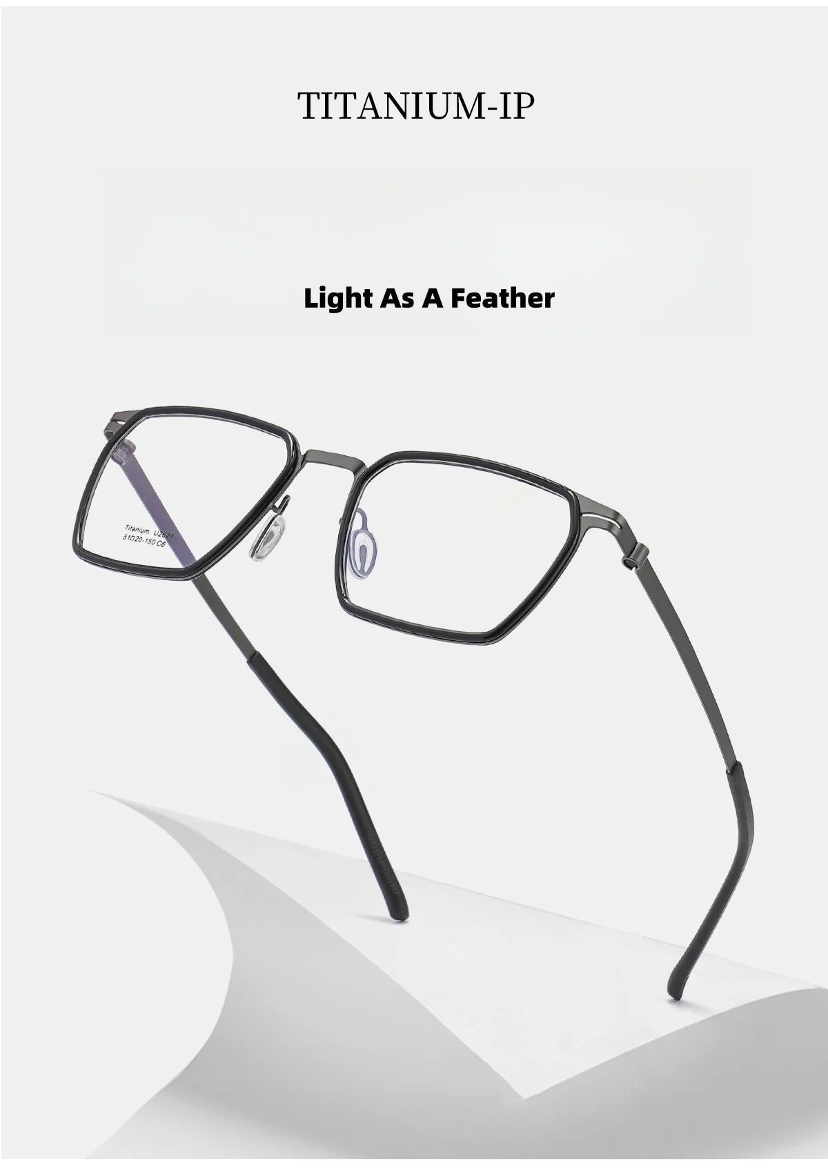 Ultra-light Titanium Glasses Frame Retro Polygonal Men's Glasses Frame Anti-blue Light Optical Prescription Glasses Frame 2621