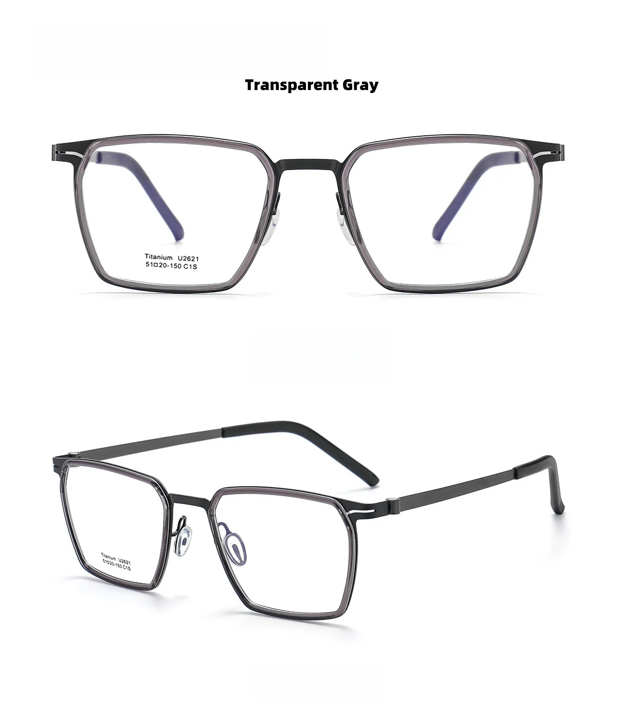 Ultra-light Titanium Glasses Frame Retro Polygonal Men's Glasses Frame Anti-blue Light Optical Prescription Glasses Frame 2621