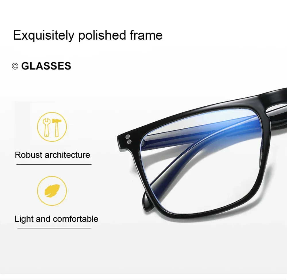 QGAOP Anti Blue Light Glasses Men Computer Glasses Decorative Glasses Eyeglass Frames Square Plastic Titanium High Quality