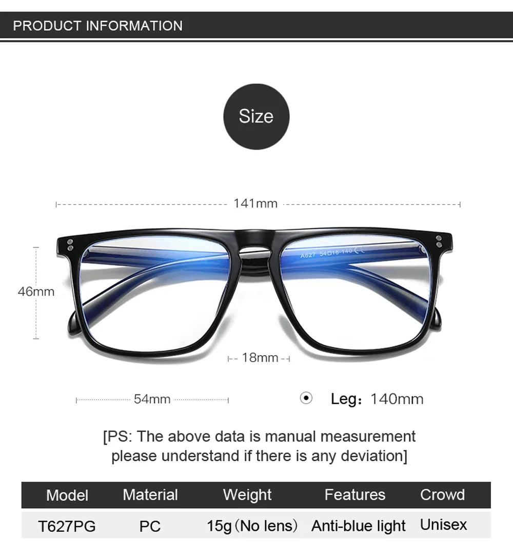 QGAOP Anti Blue Light Glasses Men Computer Glasses Decorative Glasses Eyeglass Frames Square Plastic Titanium High Quality