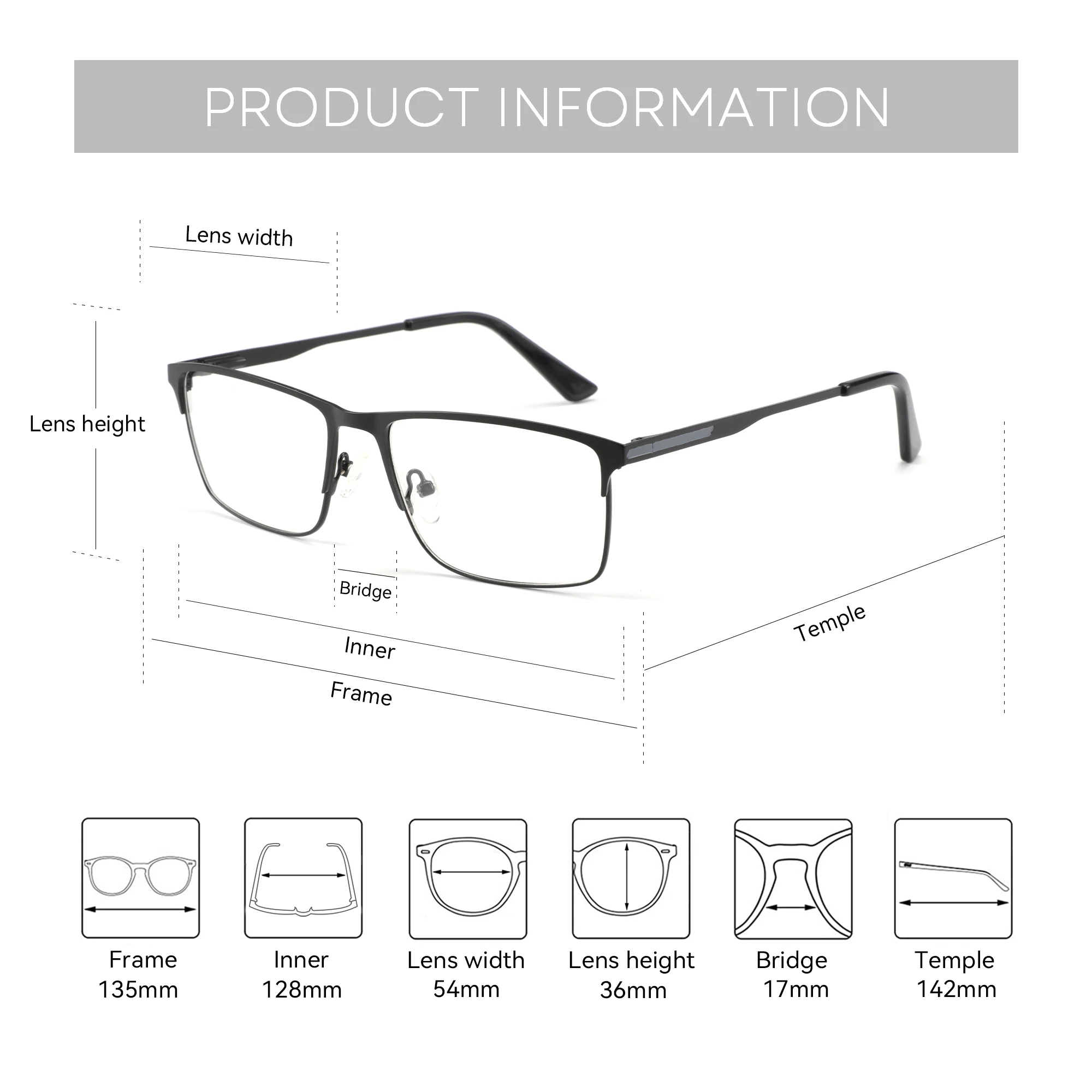 ZENOTTIC Fashion Men Titanium Alloy Optical Glasses Frame Male Square Eyewear Ultralight Metal Non-Prescription Eyeglasses