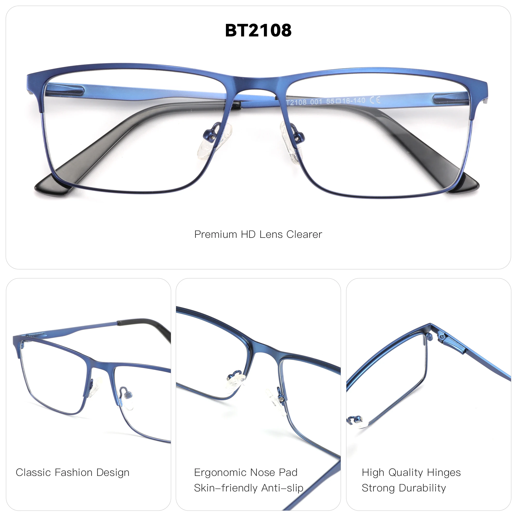 ZENOTTIC Fashion Men Titanium Alloy Optical Glasses Frame Male Square Eyewear Ultralight Metal Non-Prescription Eyeglasses