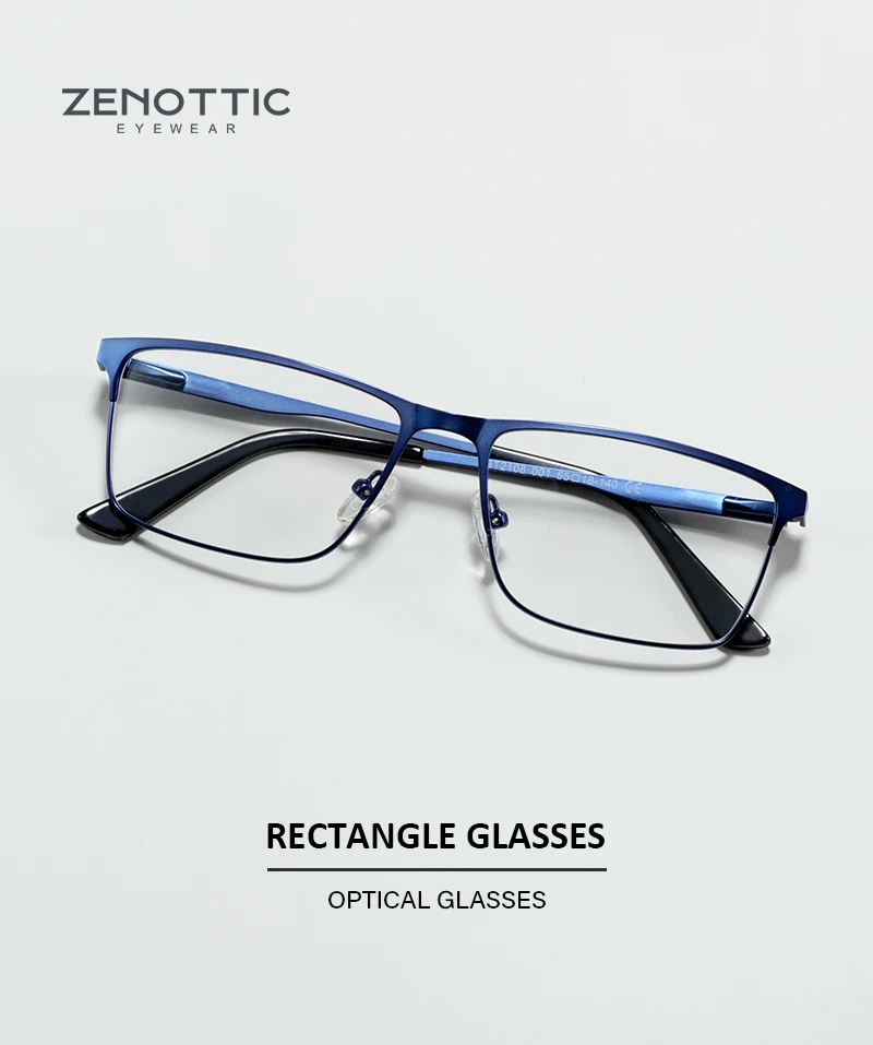 ZENOTTIC Fashion Men Titanium Alloy Optical Glasses Frame Male Square Eyewear Ultralight Metal Non-Prescription Eyeglasses