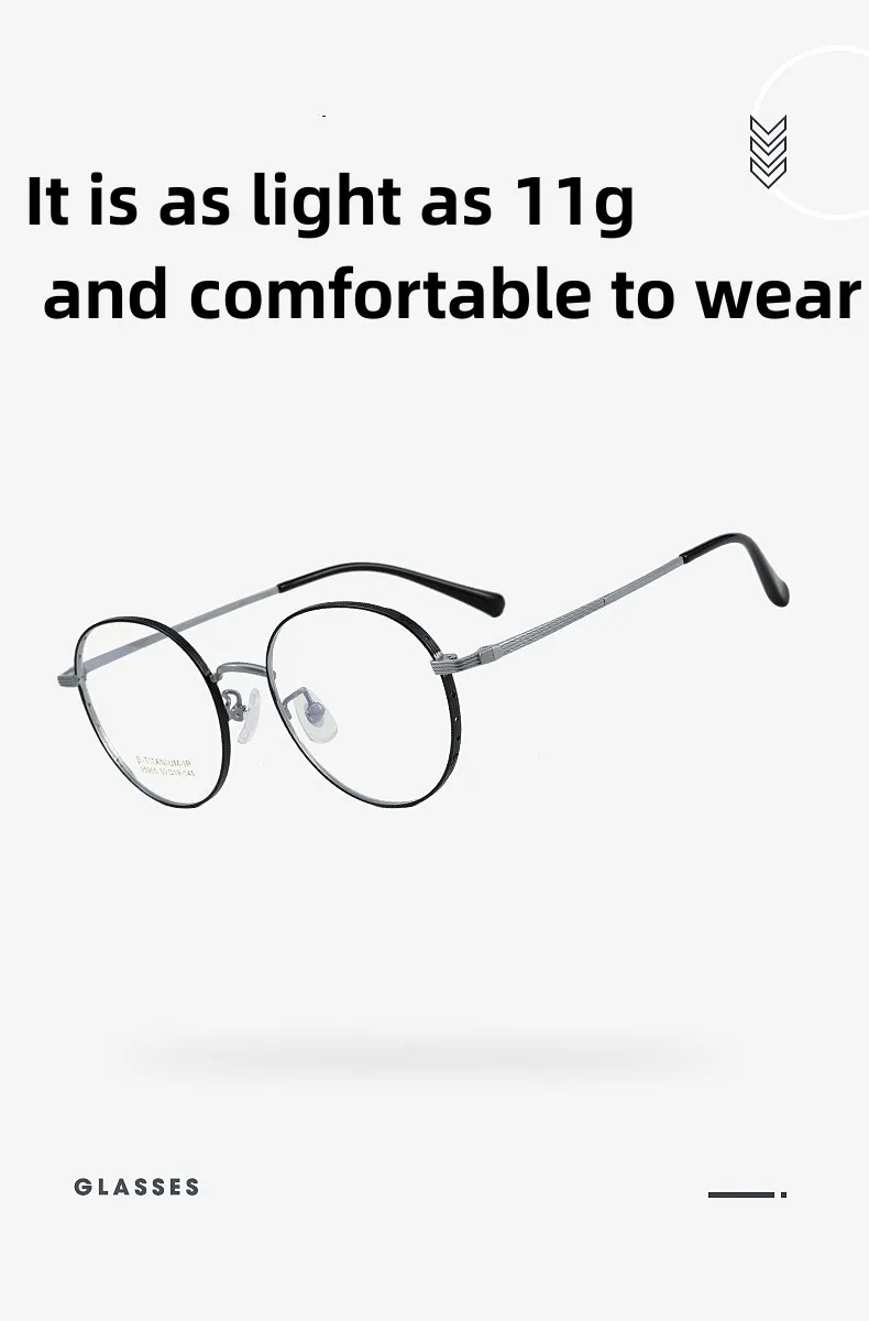 FIRADA Fashion Neutral Eyewear Retro Round Pure Titanium Eyeglasses Optical Prescription Glasses Frame For Men And Women 95955BT