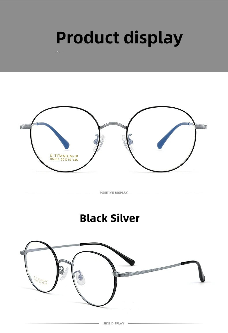 FIRADA Fashion Neutral Eyewear Retro Round Pure Titanium Eyeglasses Optical Prescription Glasses Frame For Men And Women 95955BT