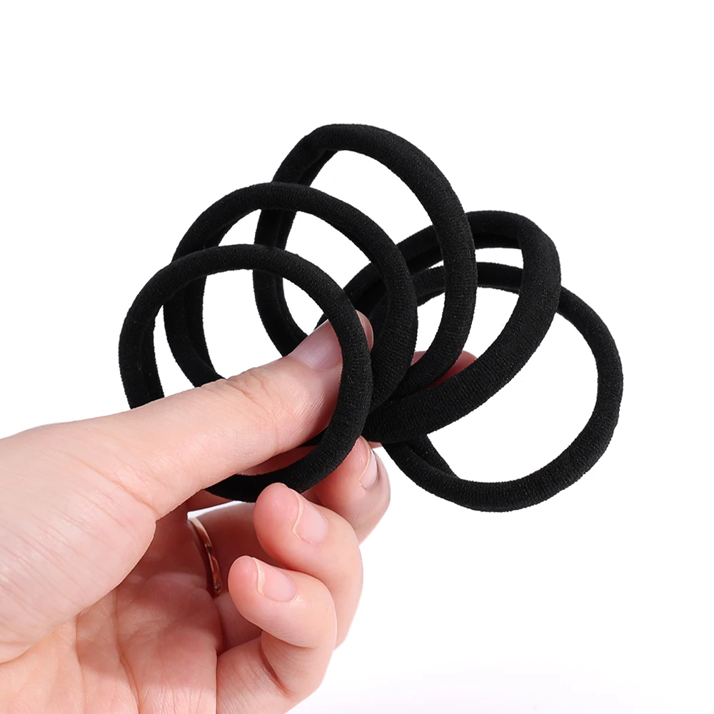 100pcs Black Basic Hair Bands Women Girls Simple High Elastic Headband Ties Rubber Ropes Scrunchies Ponytail Holders Accessories