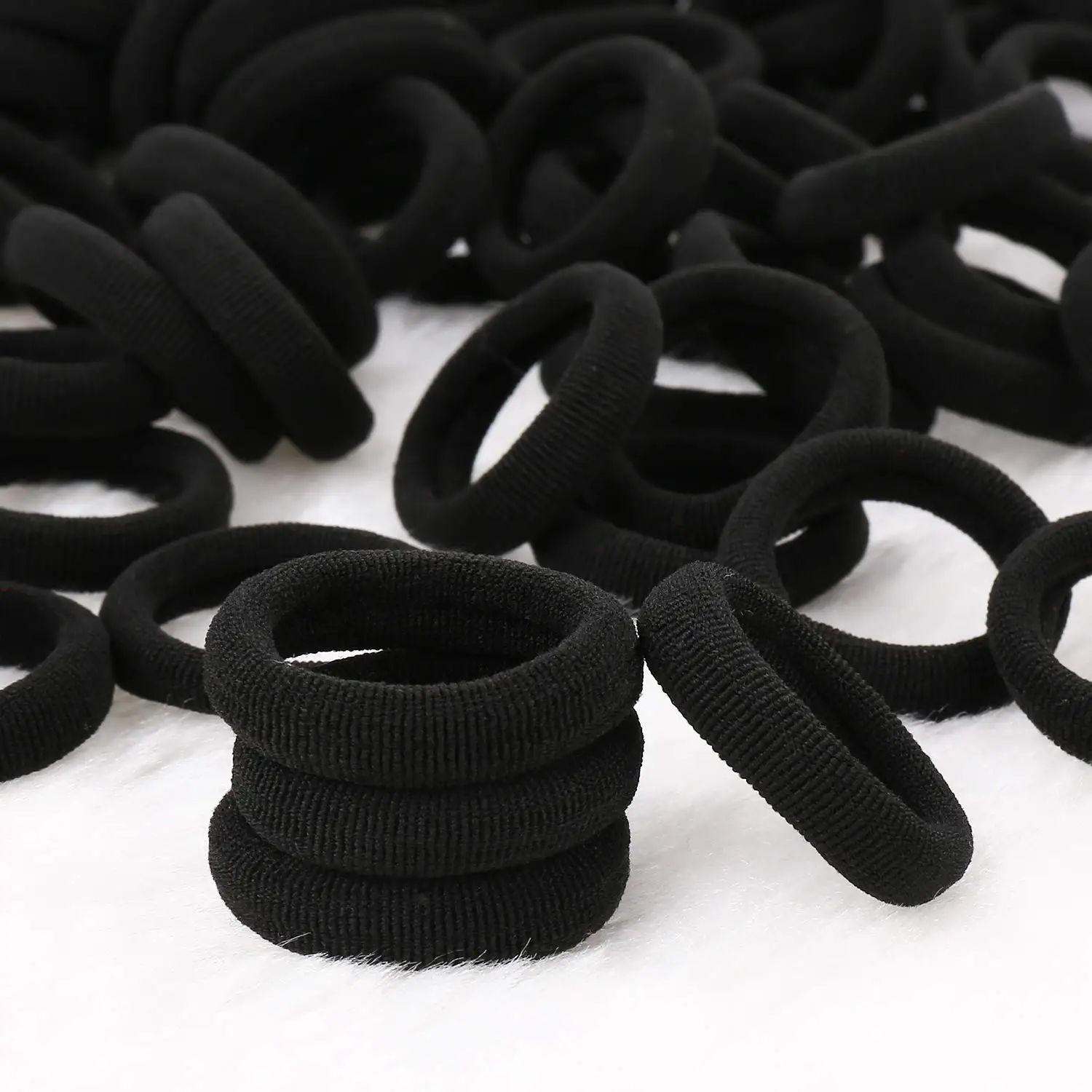 100pcs Black Basic Hair Bands Women Girls Simple High Elastic Headband Ties Rubber Ropes Scrunchies Ponytail Holders Accessories