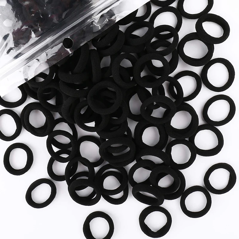 100pcs Black Basic Hair Bands Women Girls Simple High Elastic Headband Ties Rubber Ropes Scrunchies Ponytail Holders Accessories