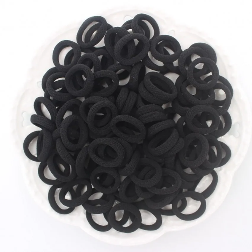 100pcs Black Basic Hair Bands Women Girls Simple High Elastic Headband Ties Rubber Ropes Scrunchies Ponytail Holders Accessories