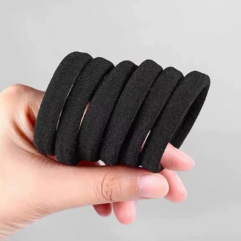 100pcs Black Basic Hair Bands Women Girls Simple High Elastic Headband Ties Rubber Ropes Scrunchies Ponytail Holders Accessories