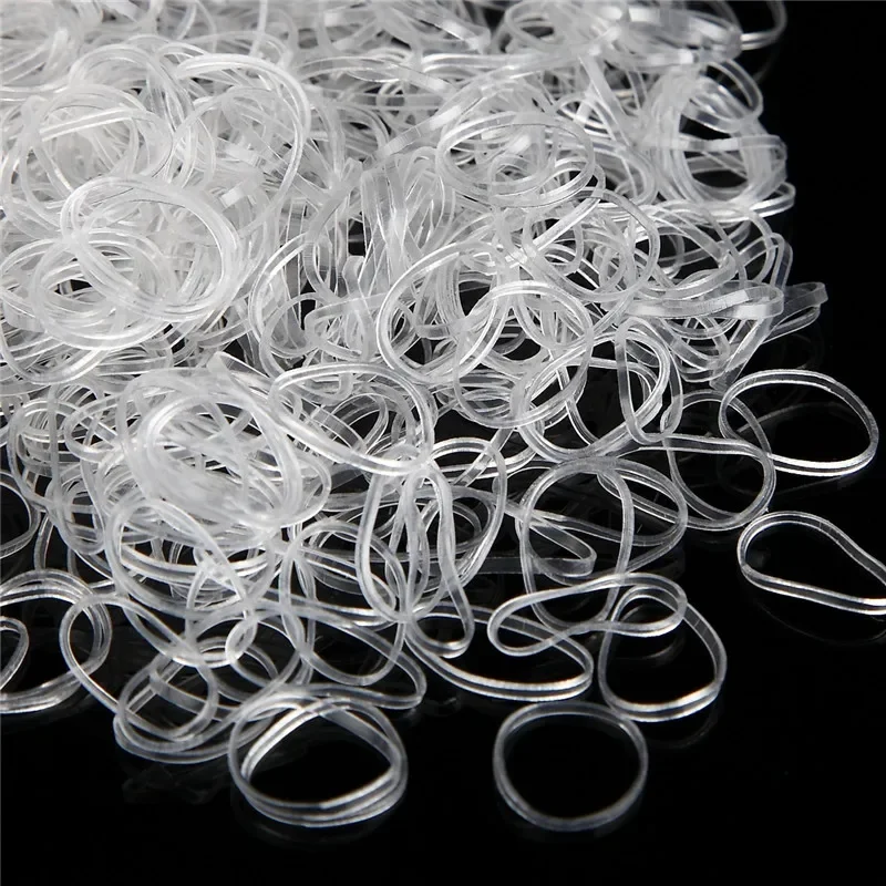 1000Pcs/pack Transparent TPU Disposable Elastic Rope Rubber Bands Girls Bind Tie Ponytail Holder Accessories Hair Styling Tools