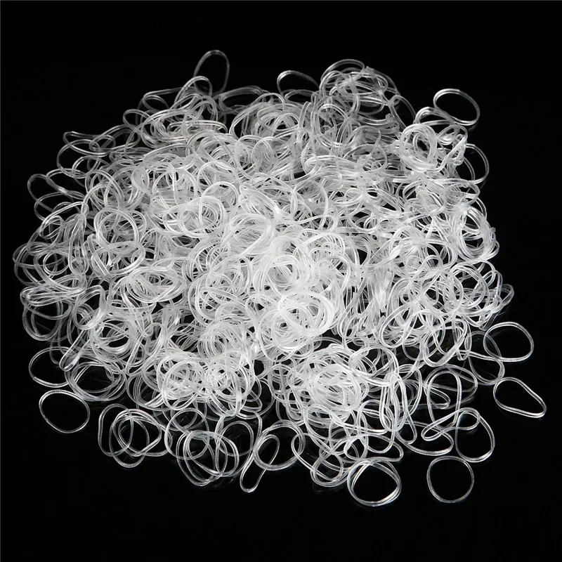 1000Pcs/pack Transparent TPU Disposable Elastic Rope Rubber Bands Girls Bind Tie Ponytail Holder Accessories Hair Styling Tools