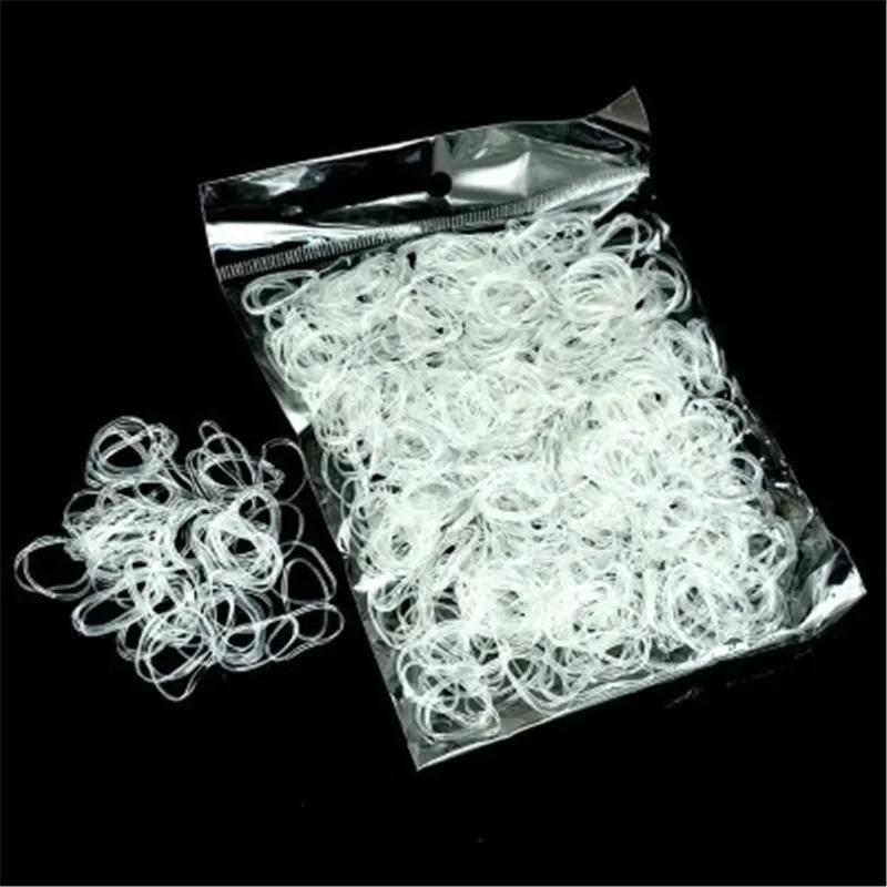 1000Pcs/pack Transparent TPU Disposable Elastic Rope Rubber Bands Girls Bind Tie Ponytail Holder Accessories Hair Styling Tools