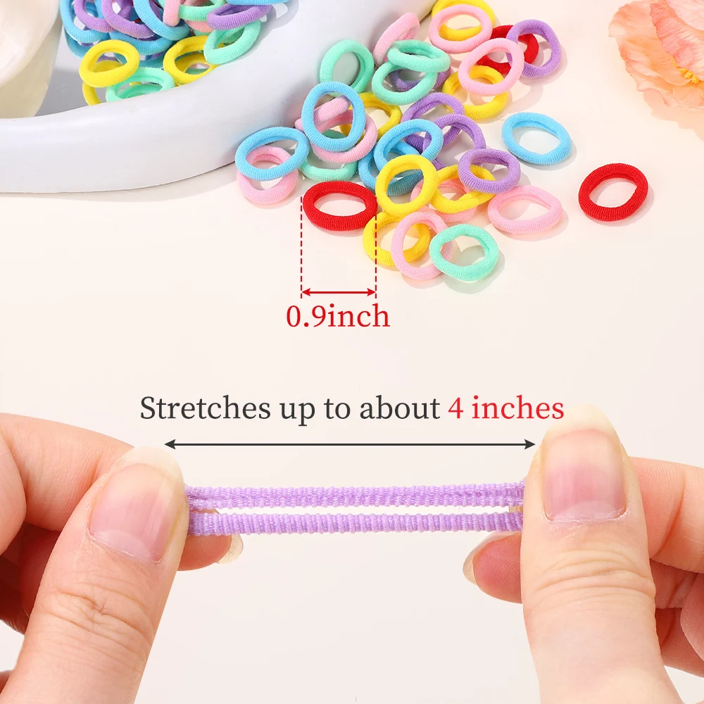 50Pcs/bag Colorful Basic Nylon Ealstic Hair Ties for Girls Ponytail Hold Scrunchie Rubber Band Kid Fashion Hair Accessories