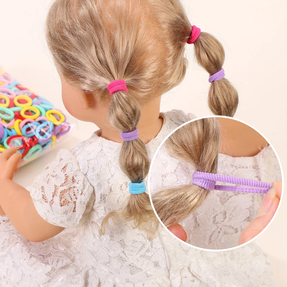 50Pcs/bag Colorful Basic Nylon Ealstic Hair Ties for Girls Ponytail Hold Scrunchie Rubber Band Kid Fashion Hair Accessories