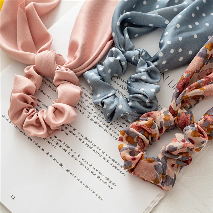 Fashion Leopard Print Bow Satin Long Ribbon Ponytail Scarf Hair Tie Scrunchies Women Girls Elastic Hair Bands Hair Accessories