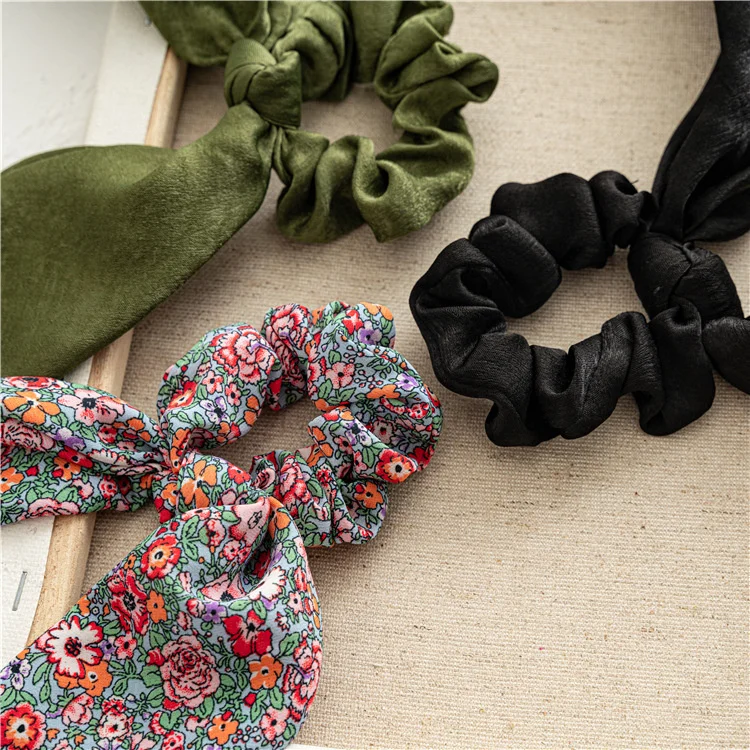 Fashion Leopard Print Bow Satin Long Ribbon Ponytail Scarf Hair Tie Scrunchies Women Girls Elastic Hair Bands Hair Accessories