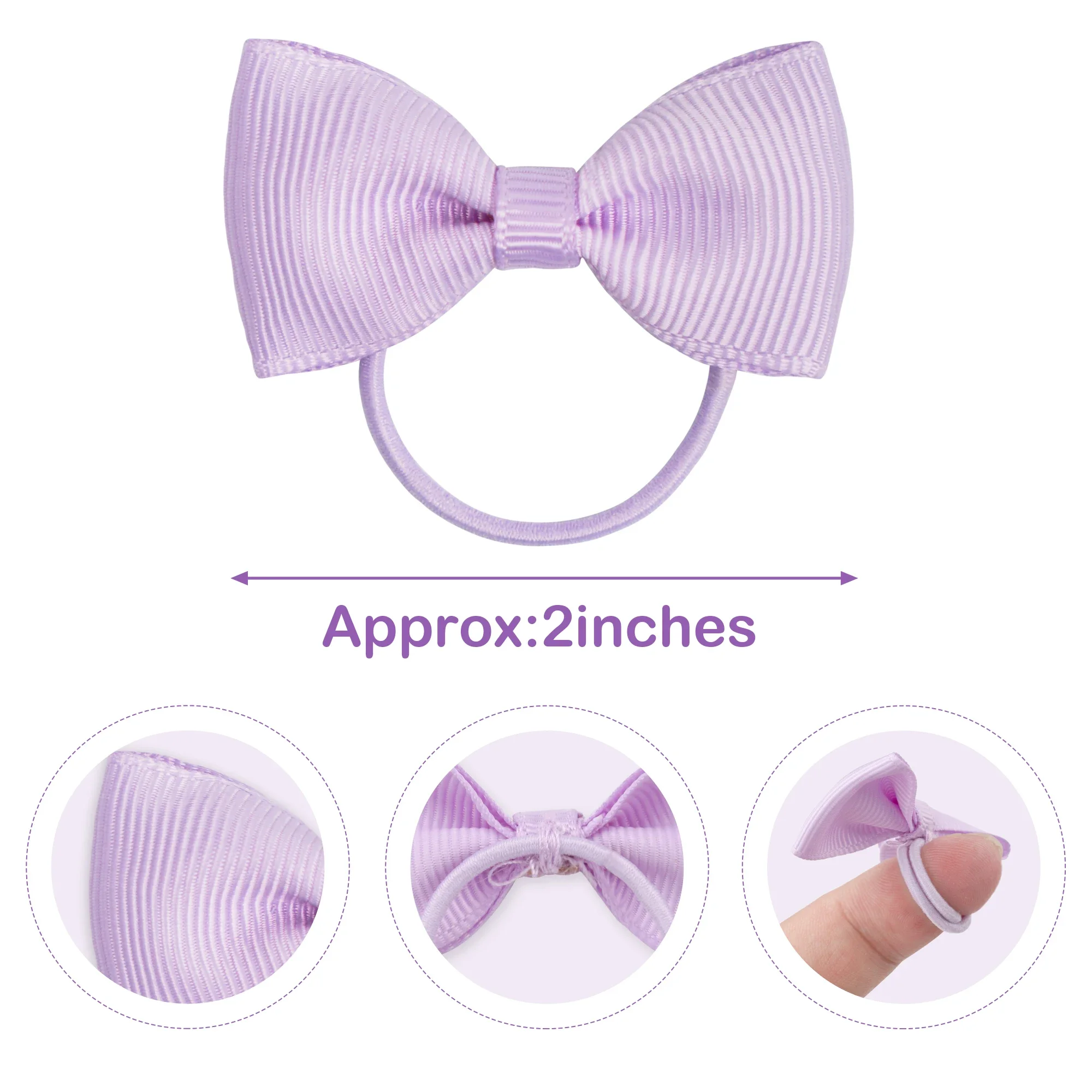 20/40Pieces 2 Inch Baby Girls Hair Bows Elastic Ties Grosgrain Ribbon Bow With Rubber Band Ponytail Holders Hair Accessories