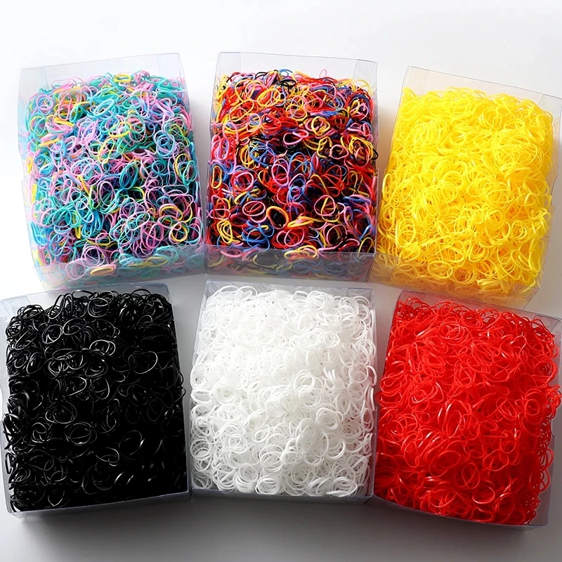 1000/2000Pcs Girls Colourful Small Rubber Band Ponytail Holder Gum Scrunchie Elastic Hair Bands Kids Cute Hair Accessories