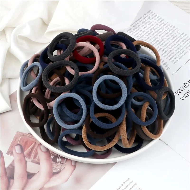 20/50Pcs Women Girls Basic Hair Band 4Cm Simple Solid Colors Elastic Headband Hair Ropes Ties Hair Accessories Ponytail Holder