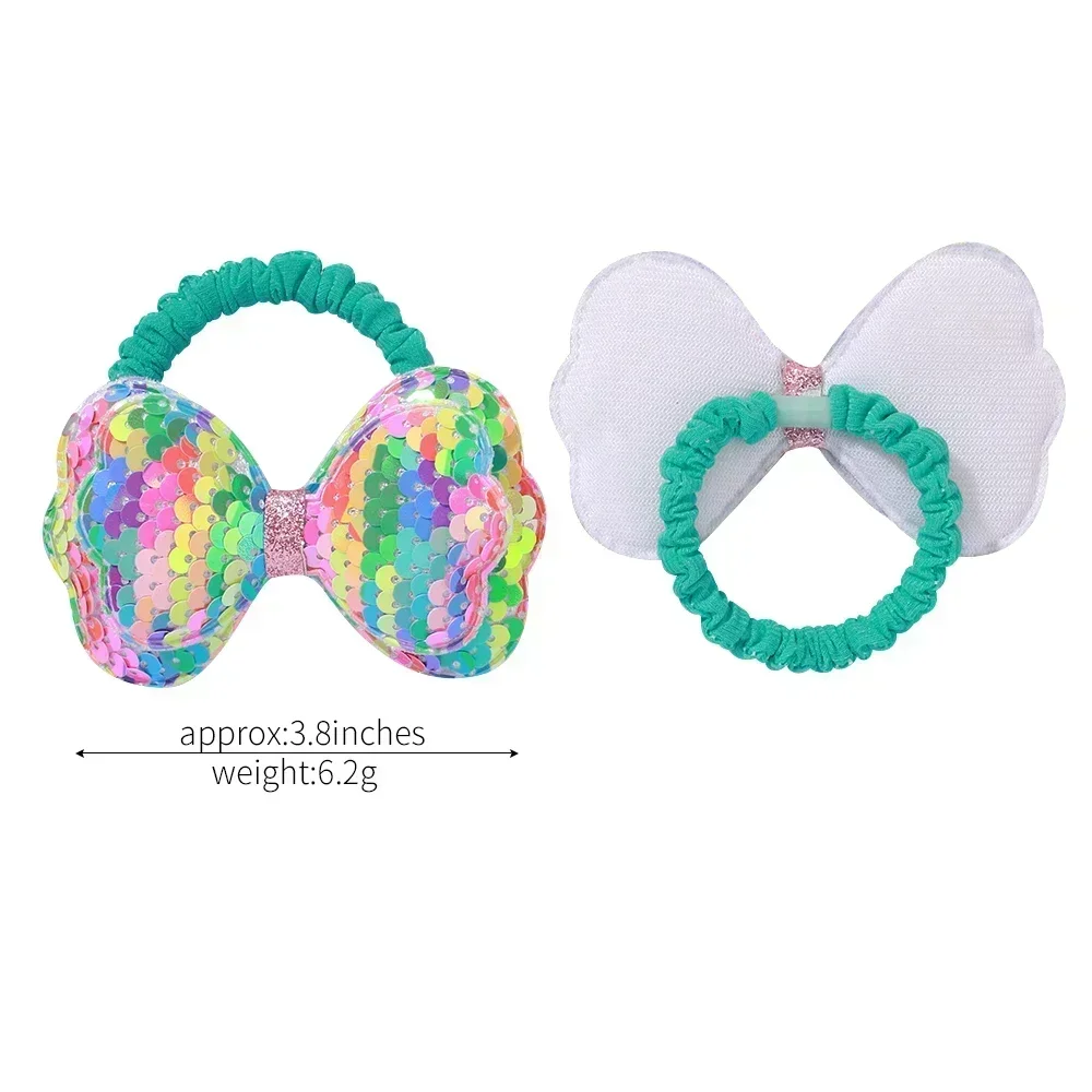 2Pcs/lot Flower Bow Ponytail Elastic Hair Band for Girls Kids Children HairTies Cartoon Hair Accessories Baby Headwear Wholesale