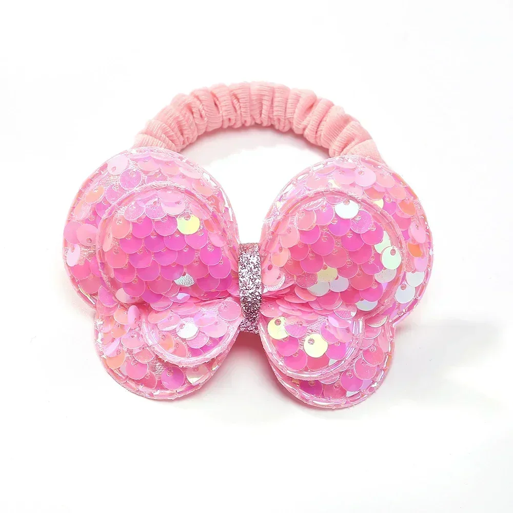 2Pcs/lot Flower Bow Ponytail Elastic Hair Band for Girls Kids Children HairTies Cartoon Hair Accessories Baby Headwear Wholesale