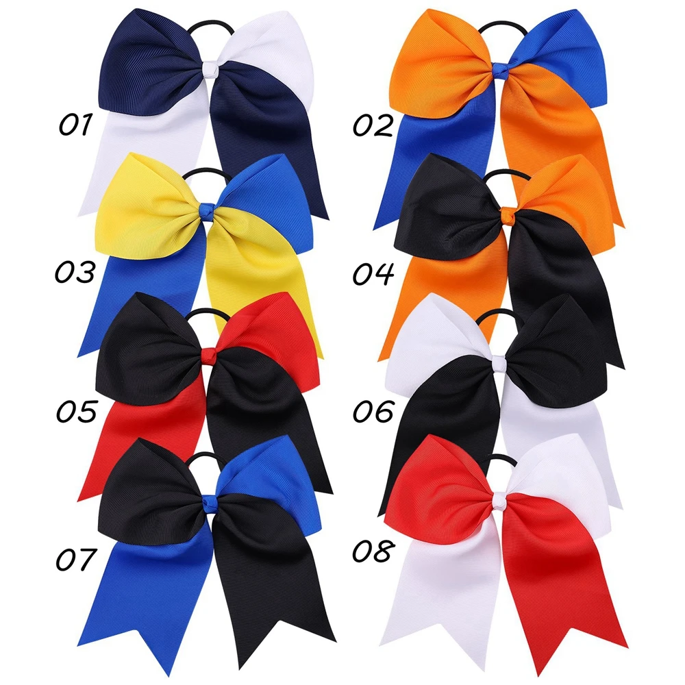 1pcs Solid Color Big Bows with Elastic Hair Ties for Girls Ribbon Bowknot Hair Band Rubber Band Headwear Kids Hair Accessories