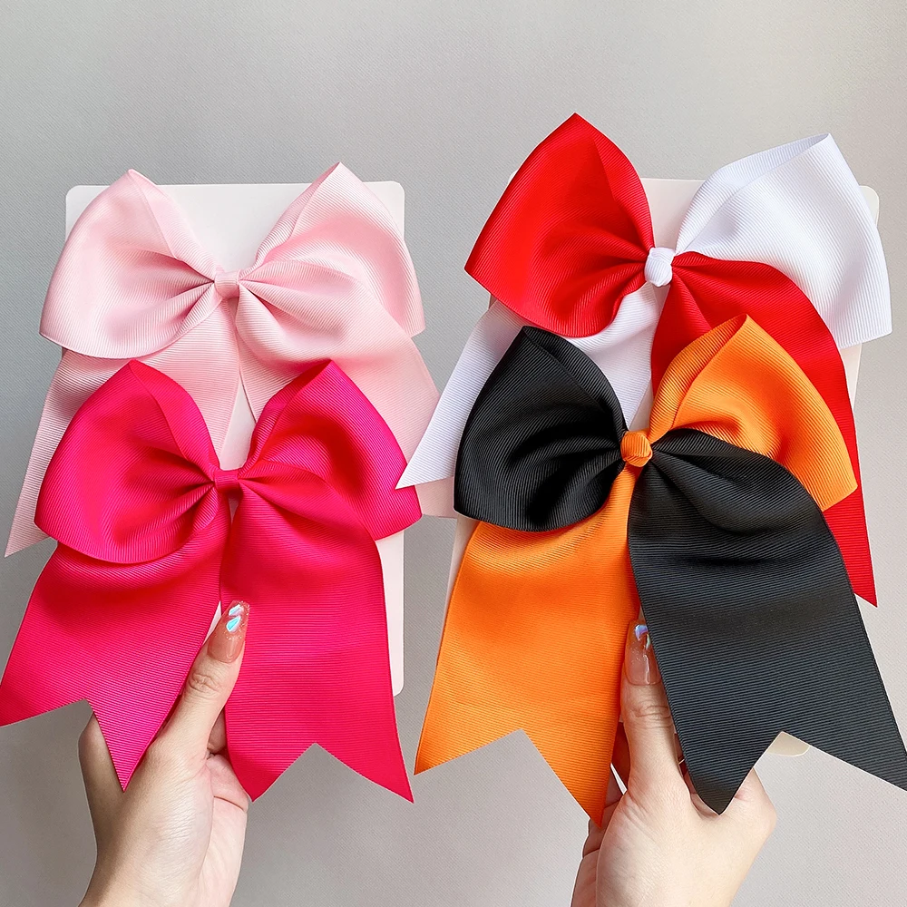 1pcs Solid Color Big Bows with Elastic Hair Ties for Girls Ribbon Bowknot Hair Band Rubber Band Headwear Kids Hair Accessories