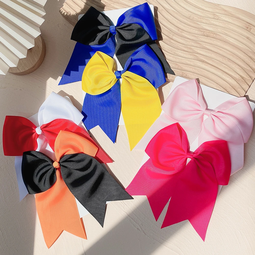 1pcs Solid Color Big Bows with Elastic Hair Ties for Girls Ribbon Bowknot Hair Band Rubber Band Headwear Kids Hair Accessories